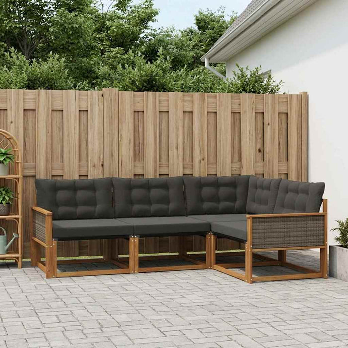 Set de canapele de exterior cu pernă 4 pcs Natural și Negru WALTI