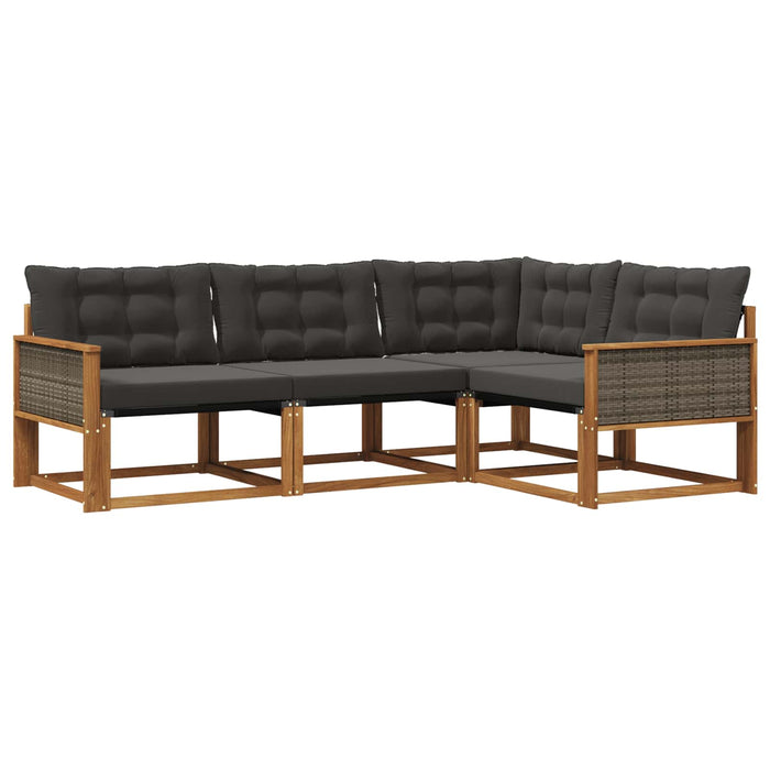 Set de canapele de exterior cu pernă 4 pcs Natural și Negru WALTI