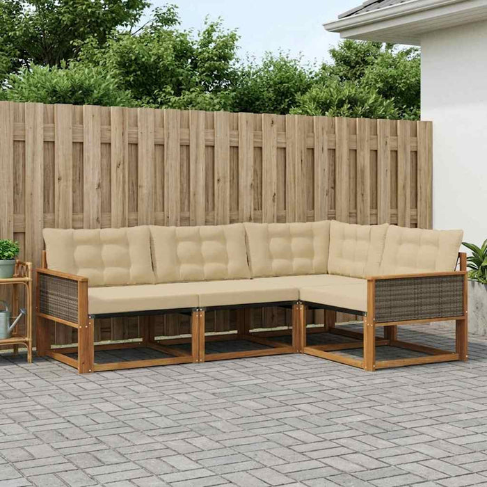 Set de canapele de exterior cu pernă 4 pcs Natural și Bej WALTI