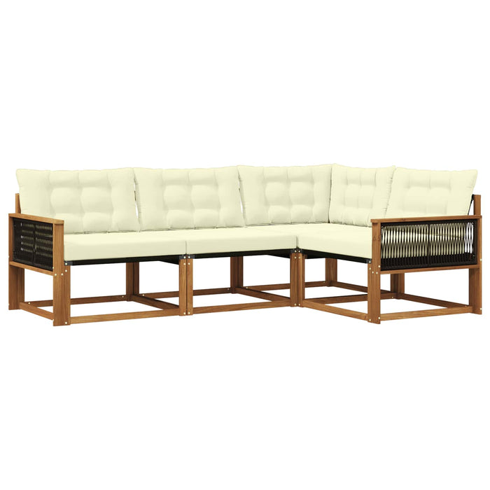 Set de canapele de exterior cu pernă 4 pcs Natural și Crem WALTI