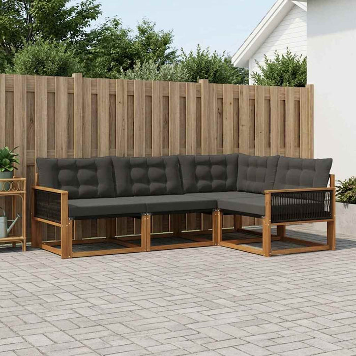 Set de canapele de exterior cu pernă 4 pcs Natural și Negru WALTI