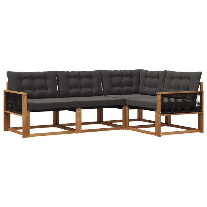 Set de canapele de exterior cu pernă 4 pcs Natural și Negru WALTI