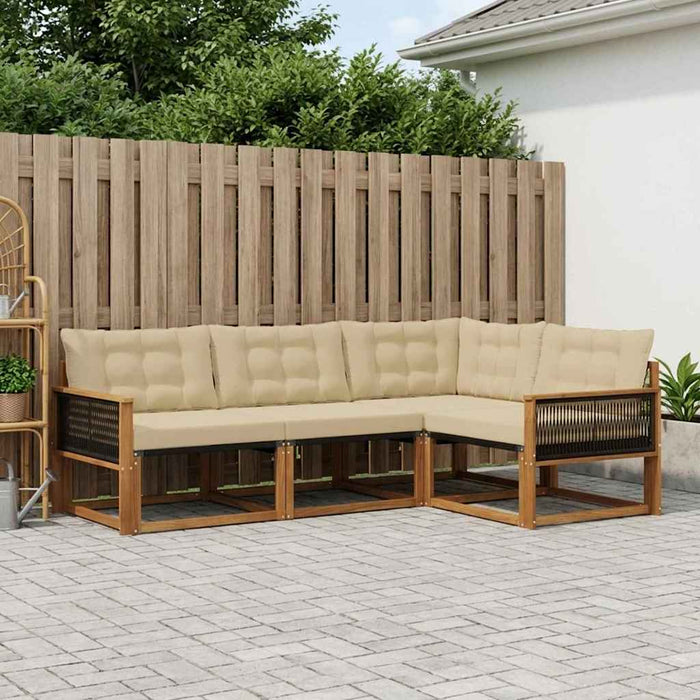 Set de canapele de exterior cu pernă 4 pcs Natural și Bej WALTI