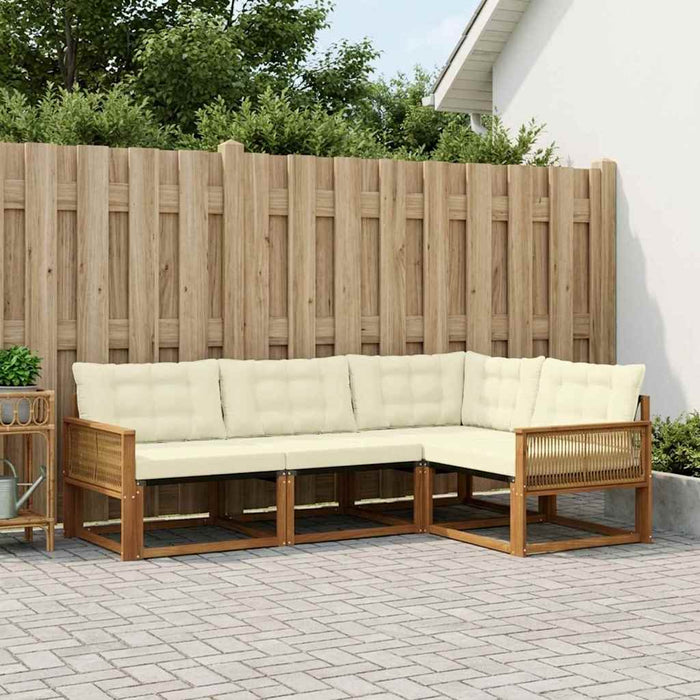 Set de canapele de exterior cu pernă 4 pcs Natural și Crem WALTI