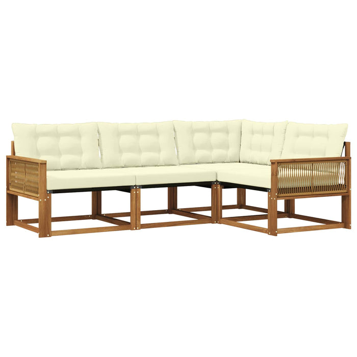 Set de canapele de exterior cu pernă 4 pcs Natural și Crem WALTI