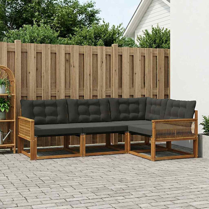 Set de canapele de exterior cu pernă 4 pcs Natural și Negru WALTI
