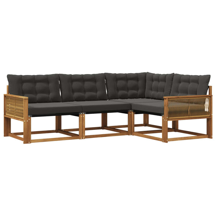 Set de canapele de exterior cu pernă 4 pcs Natural și Negru WALTI