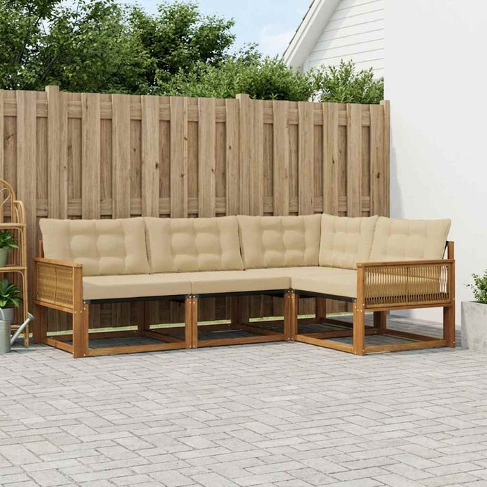 Set de canapele de exterior cu pernă 4 pcs Natural și Bej WALTI