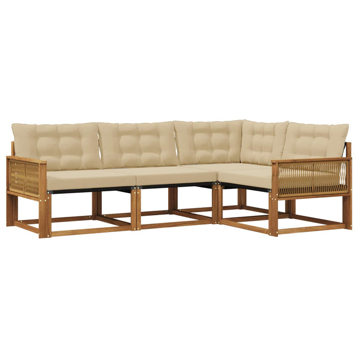Set de canapele de exterior cu pernă 4 pcs Natural și Bej WALTI