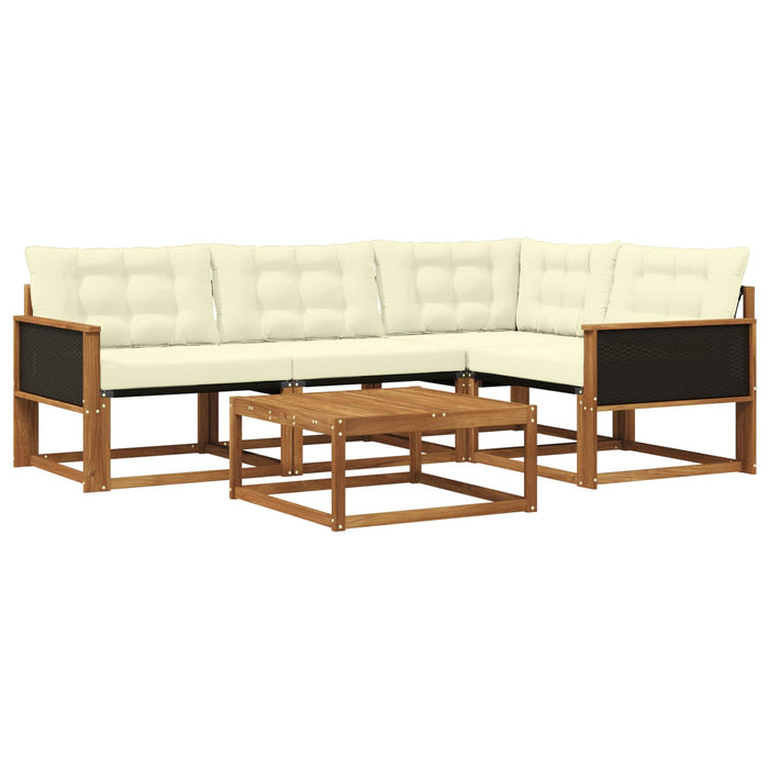 Set de canapele de exterior cu pernă 5 pcs Natural și Crem WALTI