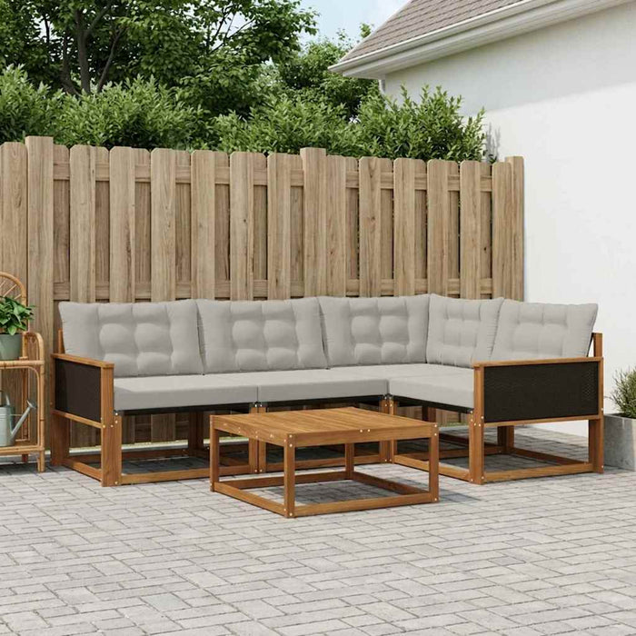 Set de canapele de exterior 5 pcs Natural și gri deschis WALTI