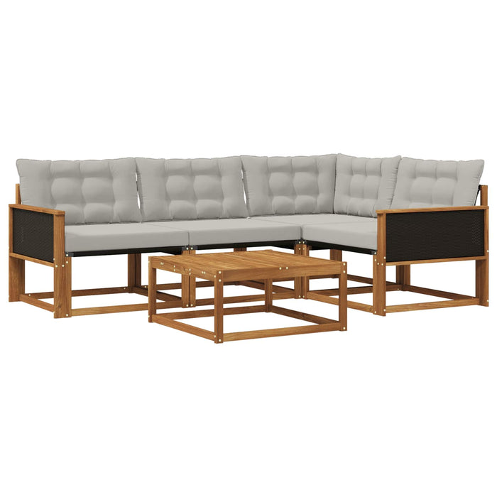 Set de canapele de exterior 5 pcs Natural și gri deschis WALTI