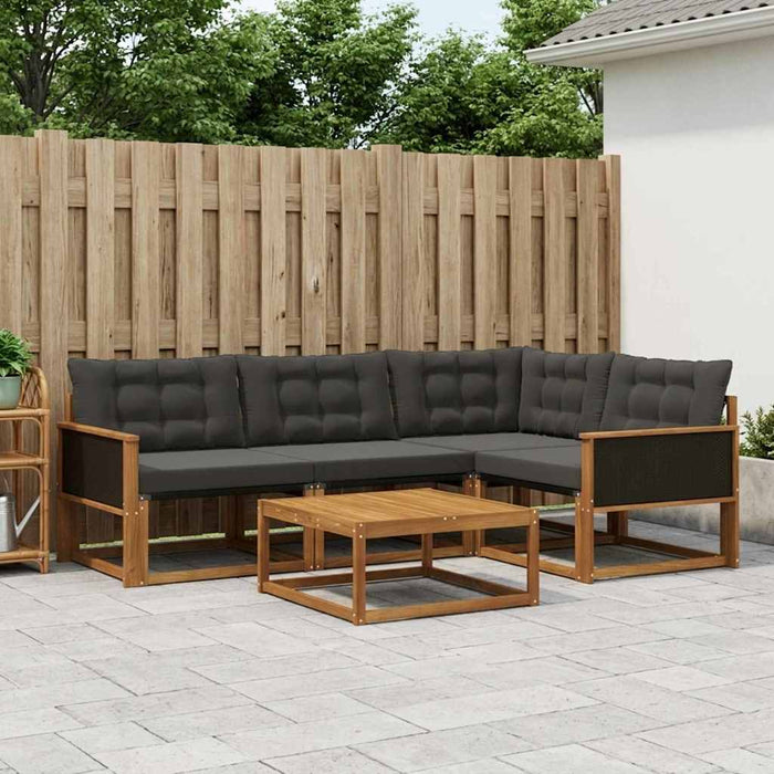 Set de canapele de exterior cu pernă 5 pcs Natural și Negru WALTI