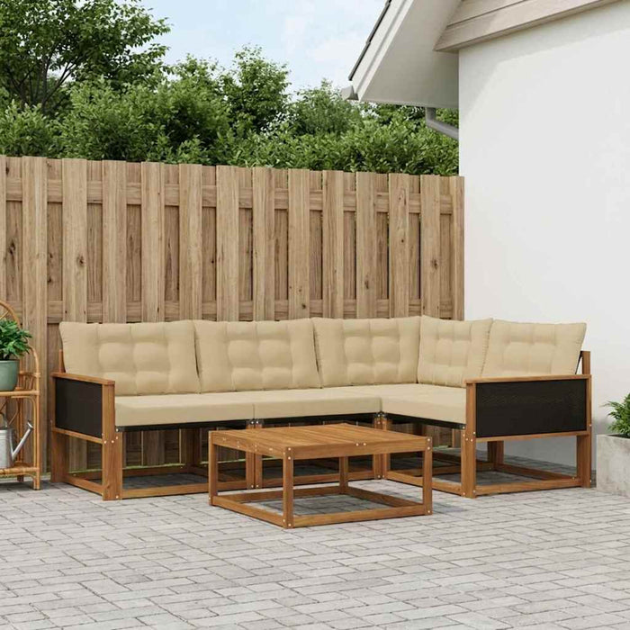 Set de canapele de exterior cu pernă 5 pcs Natural și Bej WALTI
