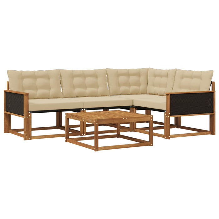 Set de canapele de exterior cu pernă 5 pcs Natural și Bej WALTI
