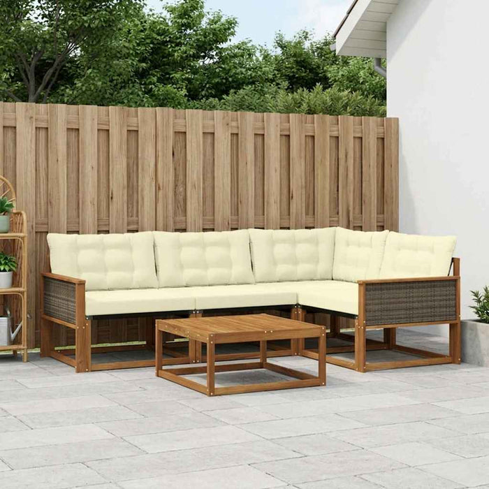 Set de canapele de exterior cu pernă 5 pcs Natural și Crem WALTI