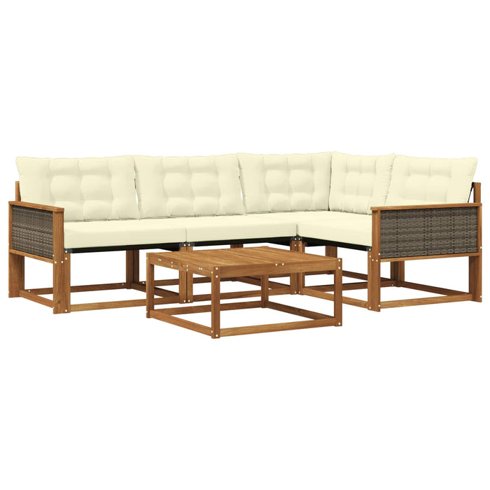 Set de canapele de exterior cu pernă 5 pcs Natural și Crem WALTI