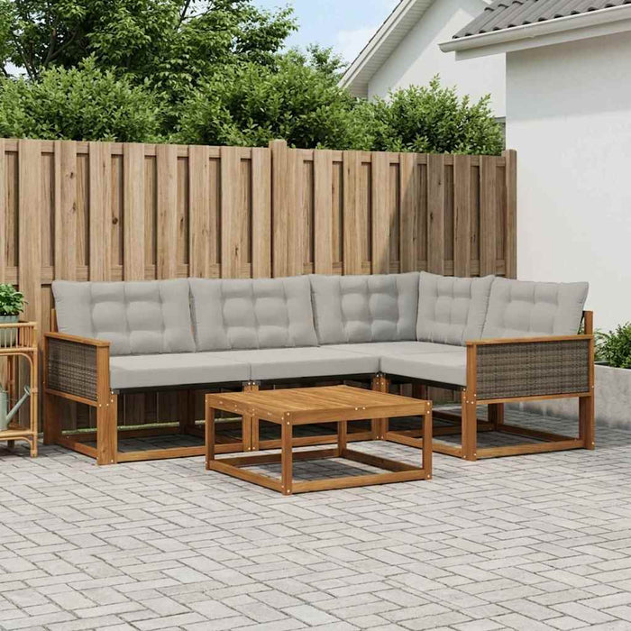 Set de canapele de exterior 5 pcs Natural și gri deschis WALTI