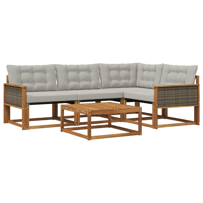 Set de canapele de exterior 5 pcs Natural și gri deschis WALTI