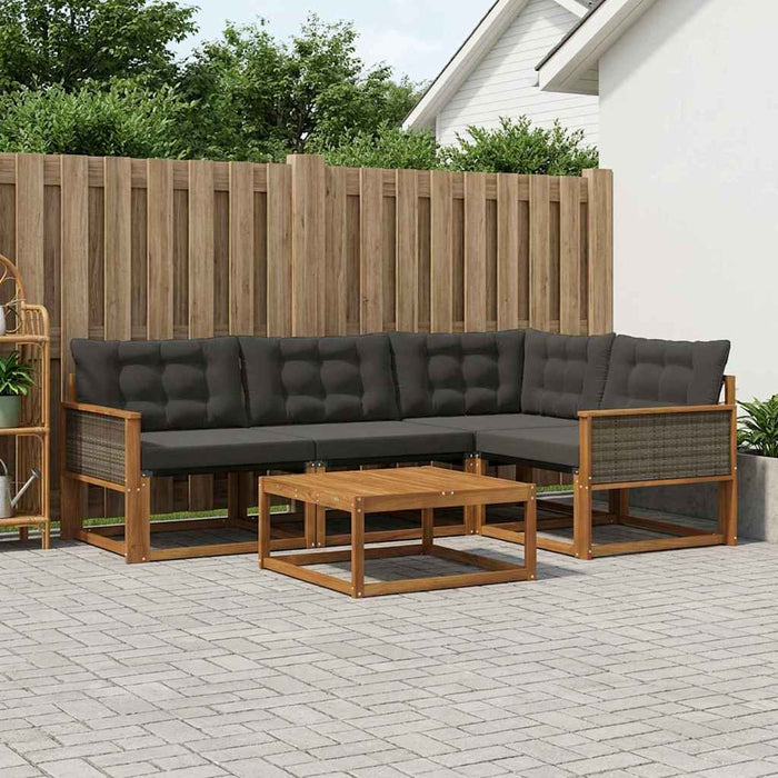Set de canapele de exterior cu pernă 5 pcs Natural și Negru WALTI