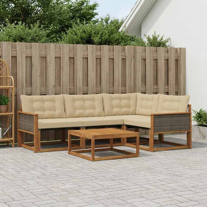 Set de canapele de exterior cu pernă 5 pcs Natural și Bej WALTI