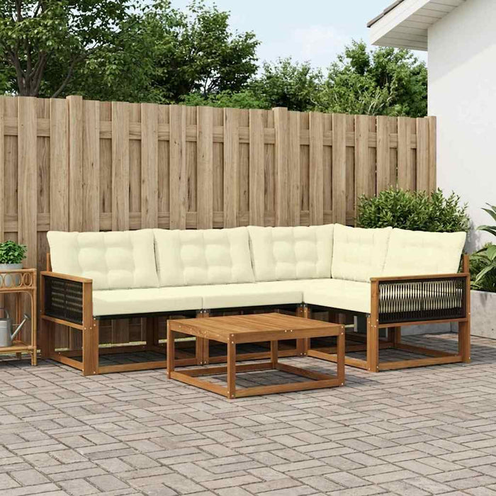 Set de canapele de exterior cu pernă 5 pcs Natural și Crem WALTI