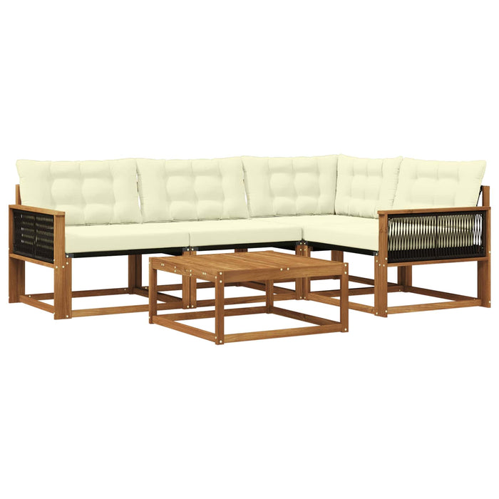 Set de canapele de exterior cu pernă 5 pcs Natural și Crem WALTI