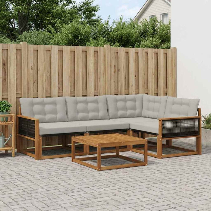 Set de canapele de exterior 5 pcs Natural și gri deschis WALTI