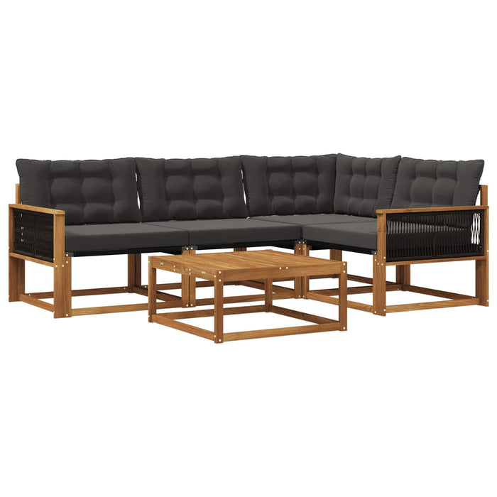 Set de canapele de exterior cu pernă 5 pcs Natural și Negru WALTI
