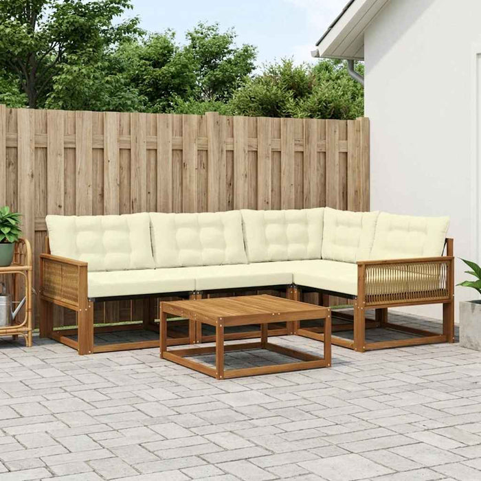 Set de canapele de exterior cu pernă 5 pcs Natural și Crem WALTI