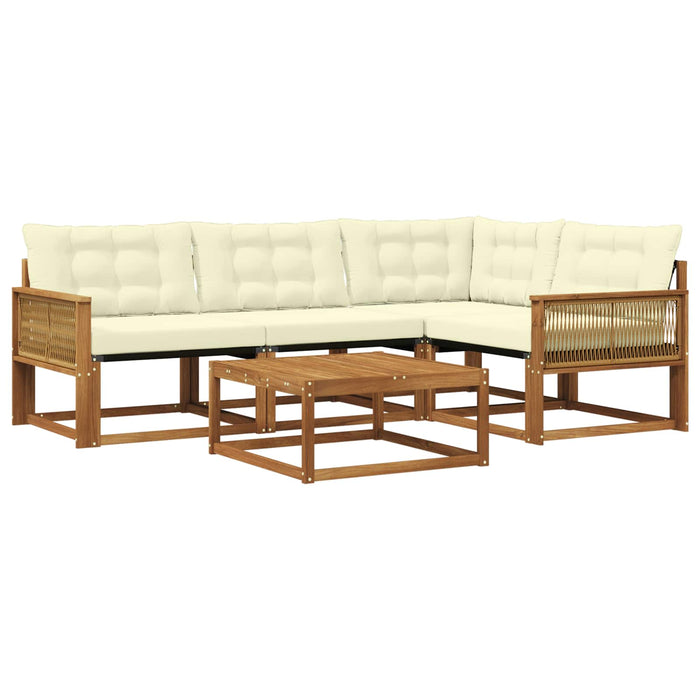 Set de canapele de exterior cu pernă 5 pcs Natural și Crem WALTI