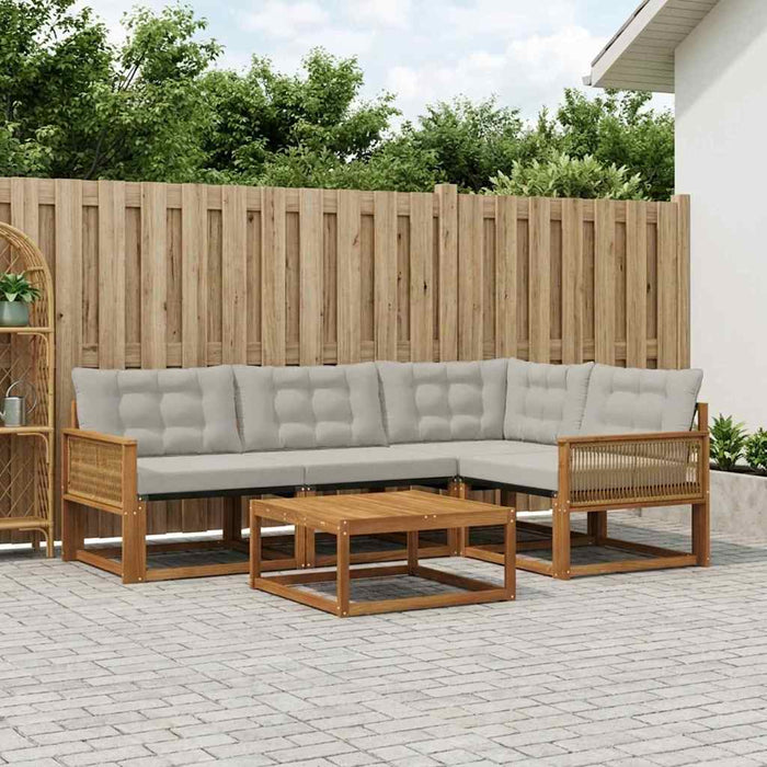 Set de canapele de exterior 5 pcs Natural și gri deschis WALTI