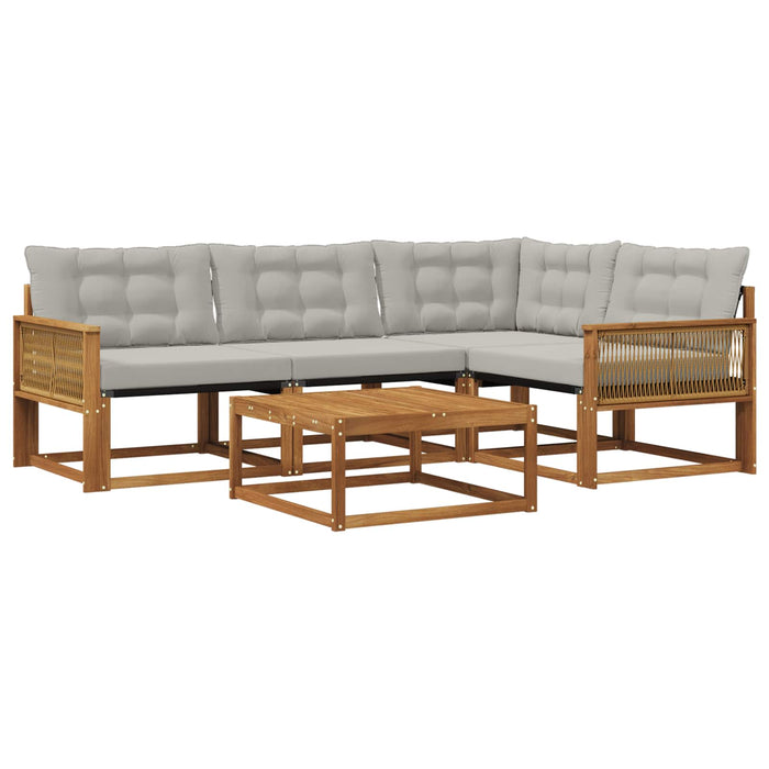 Set de canapele de exterior 5 pcs Natural și gri deschis WALTI