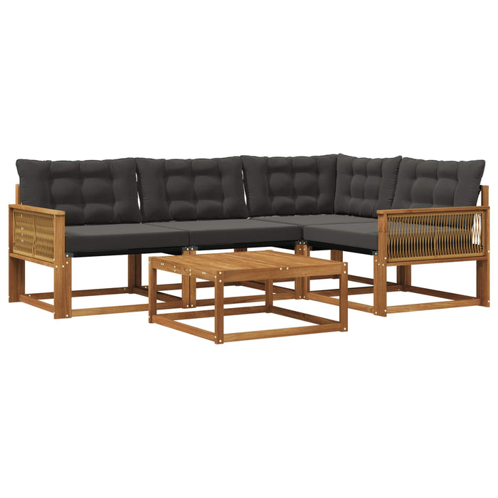 Set de canapele de exterior cu pernă 5 pcs Natural și Negru WALTI