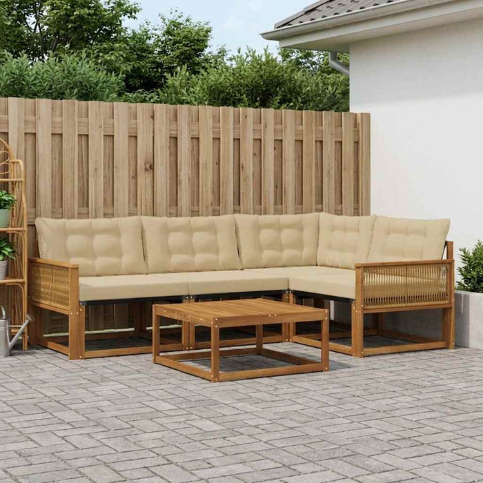 Set de canapele de exterior cu pernă 5 pcs Natural și Bej WALTI