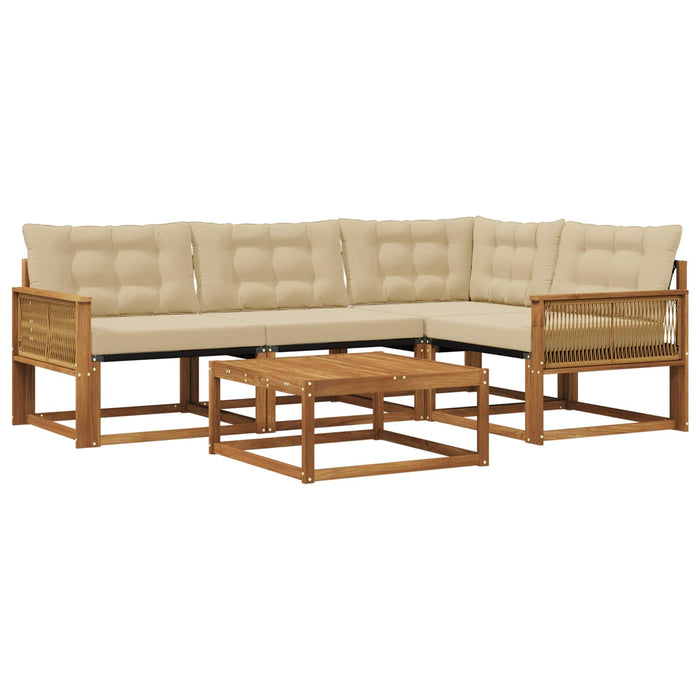 Set de canapele de exterior cu pernă 5 pcs Natural și Bej WALTI