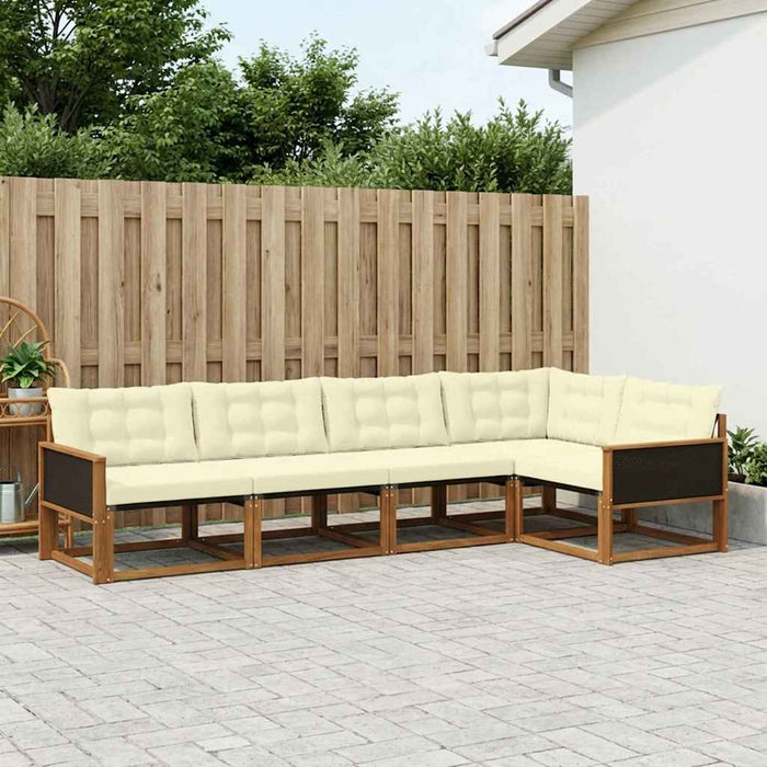 Set de canapele de exterior cu pernă 5 pcs Natural și Crem WALTI