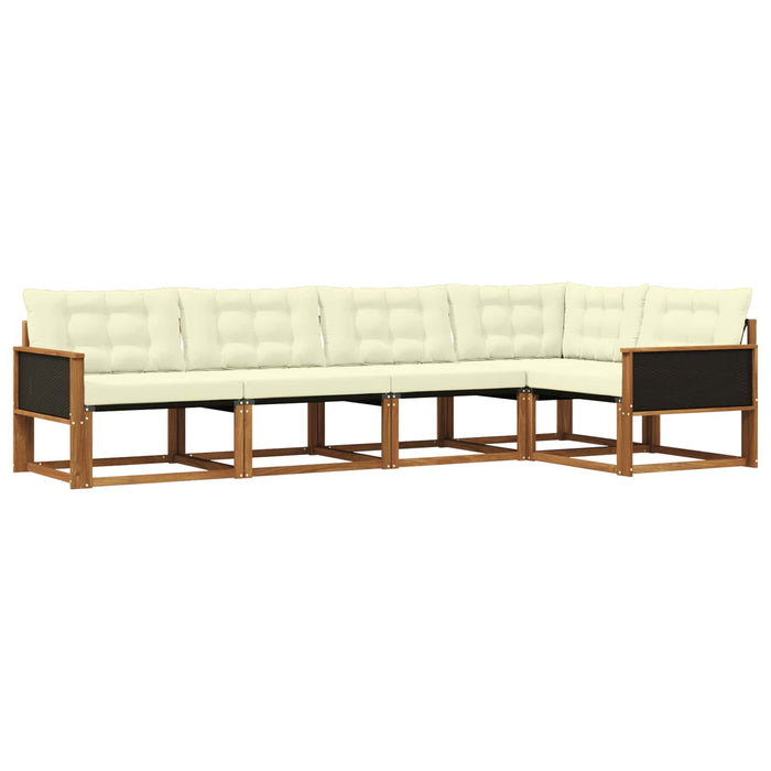 Set de canapele de exterior cu pernă 5 pcs Natural și Crem WALTI