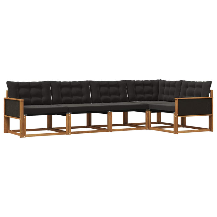 Set de canapele de exterior cu pernă 5 pcs Natural și Negru WALTI
