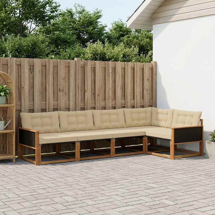Set de canapele de exterior cu pernă 5 pcs Natural și Bej WALTI
