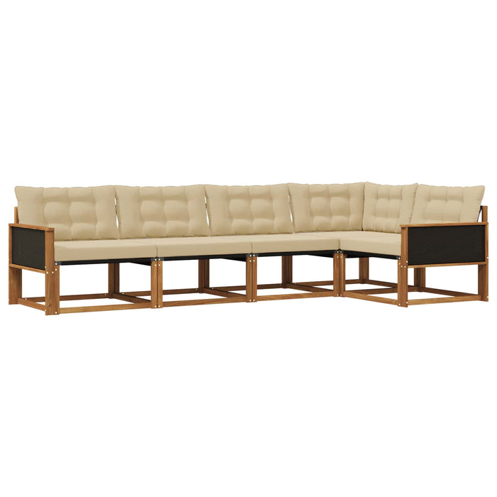 Set de canapele de exterior cu pernă 5 pcs Natural și Bej WALTI