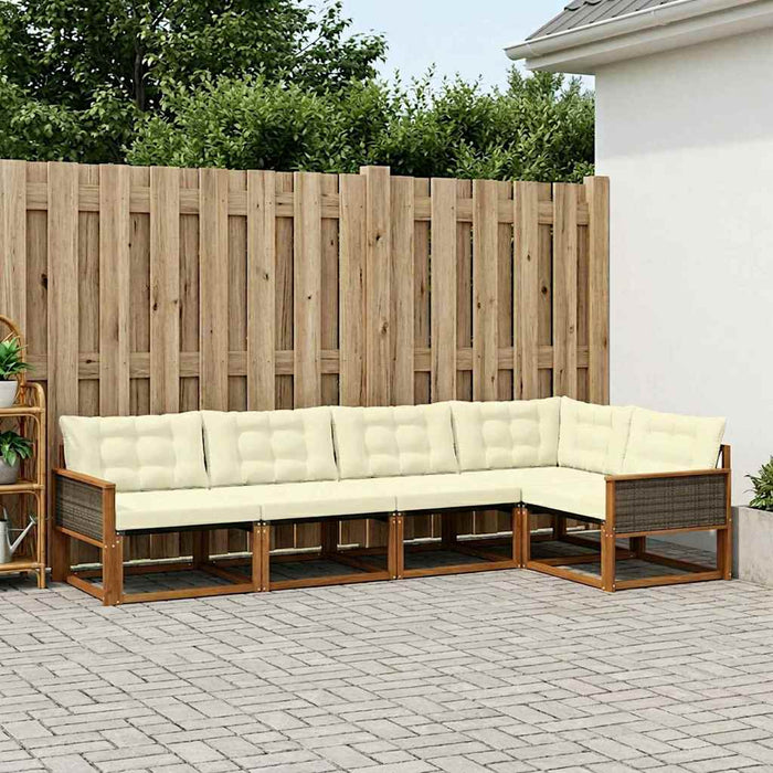 Set de canapele de exterior cu pernă 5 pcs Natural și Crem WALTI