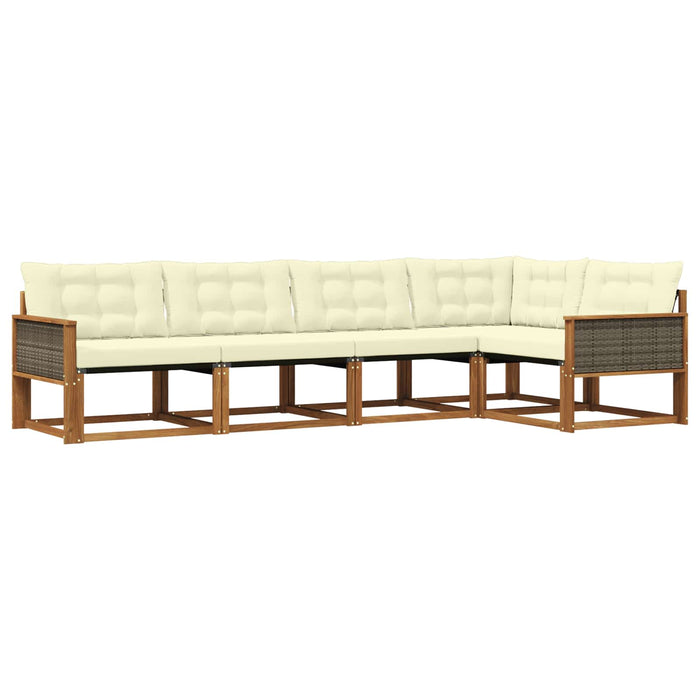 Set de canapele de exterior cu pernă 5 pcs Natural și Crem WALTI