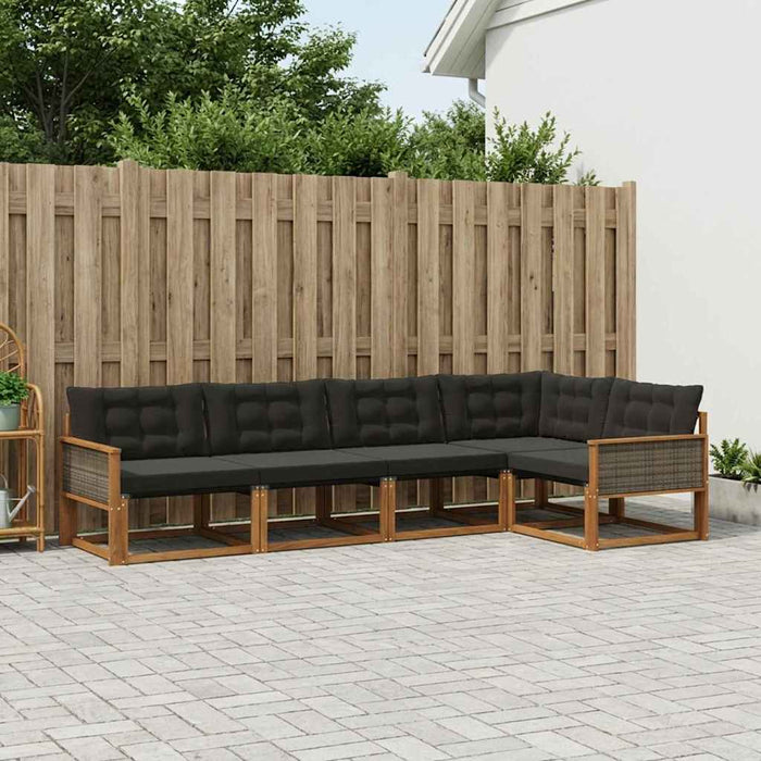 Set de canapele de exterior cu pernă 5 pcs Natural și Negru WALTI