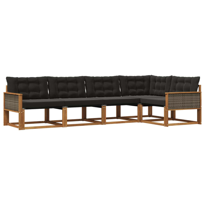 Set de canapele de exterior cu pernă 5 pcs Natural și Negru WALTI