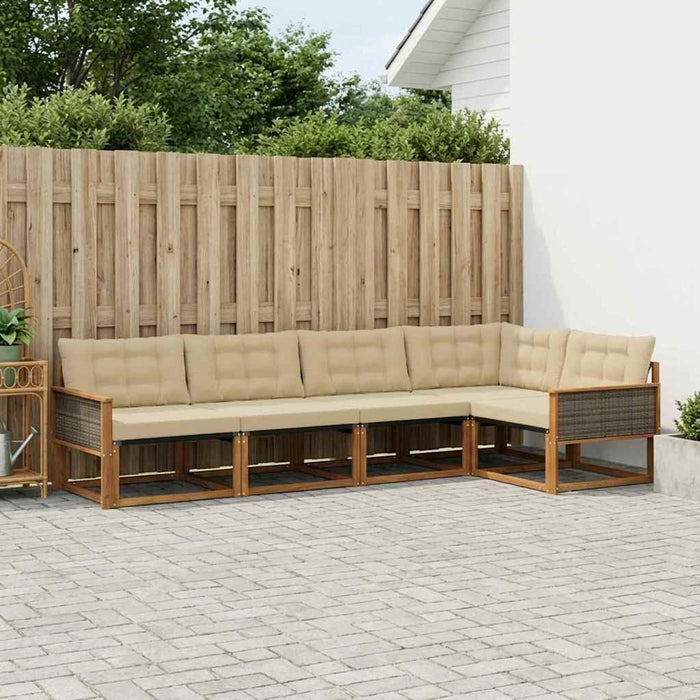 Set de canapele de exterior cu pernă 5 pcs Natural și Bej WALTI