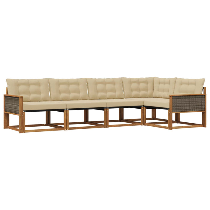 Set de canapele de exterior cu pernă 5 pcs Natural și Bej WALTI
