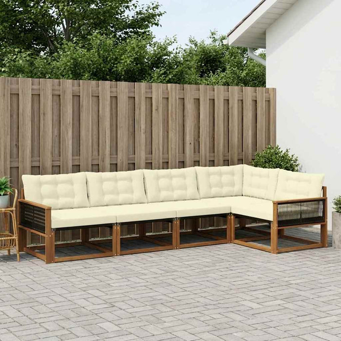 Set de canapele de exterior cu pernă 5 pcs Natural și Crem WALTI