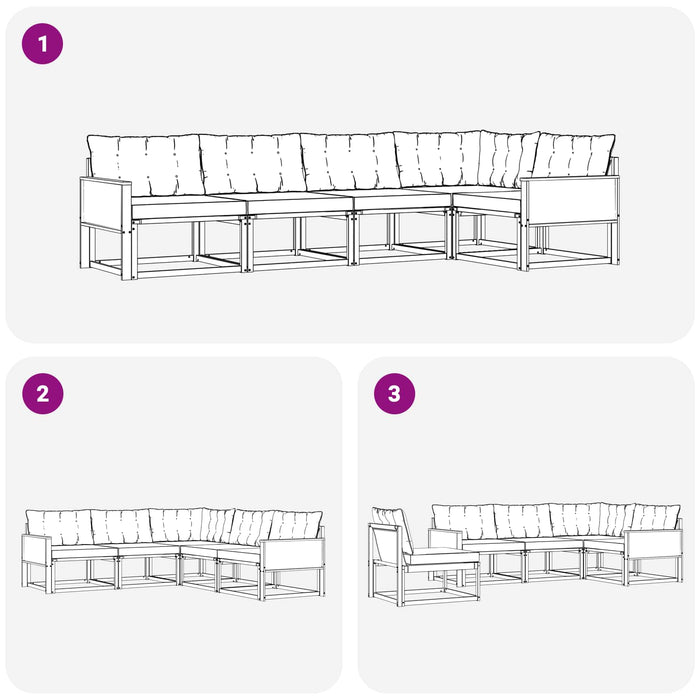 Set de canapele de exterior cu pernă 5 pcs Natural și Crem WALTI