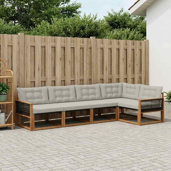 Set de canapele de exterior 5 pcs Natural și gri deschis WALTI